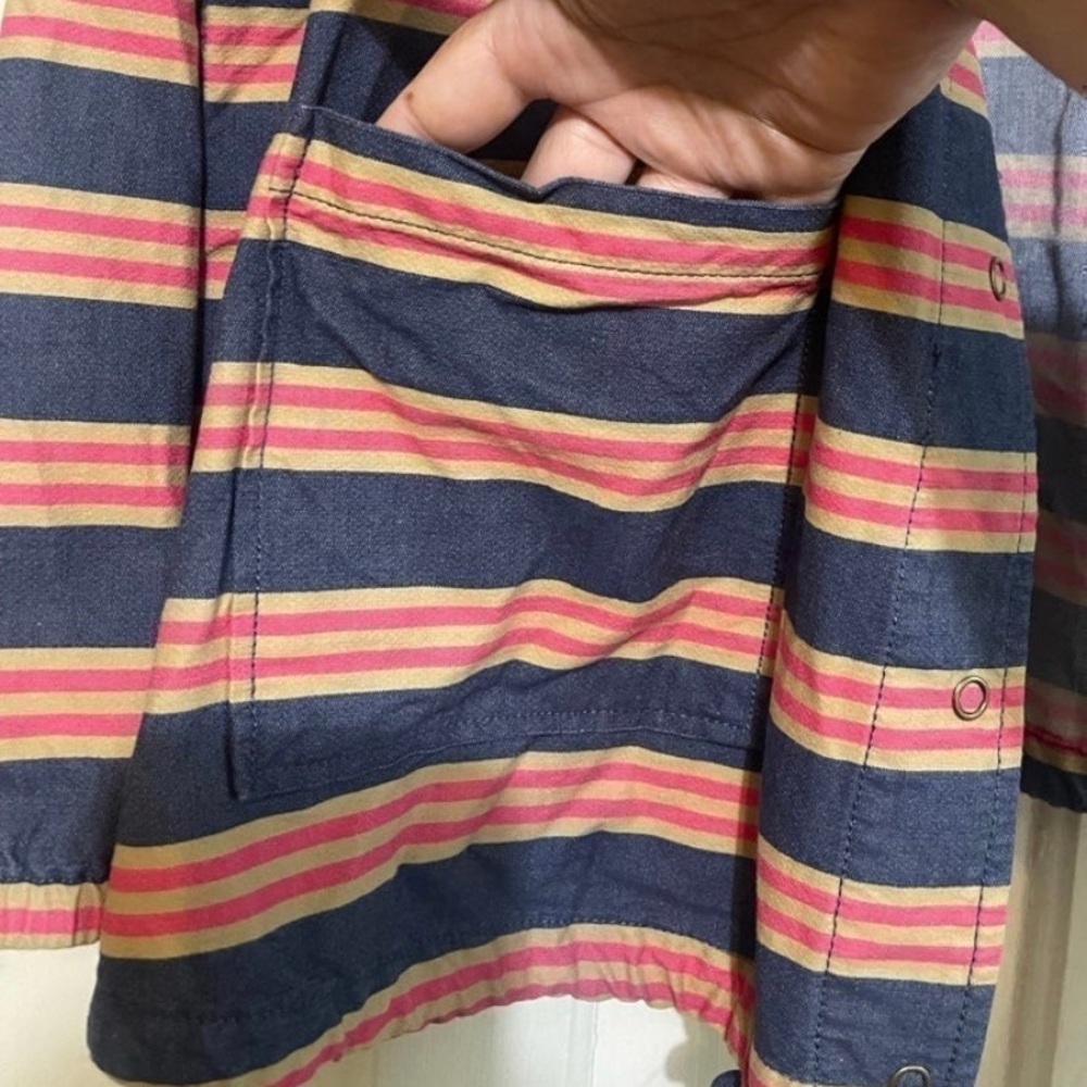 Isaac Mizrahi women’s Blue Stripe Hoodie Jacket‎ Size 1X Lightweight Jacket - Picture 6 of 12